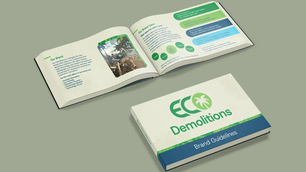 Eco Demolitions brand guidelines book.