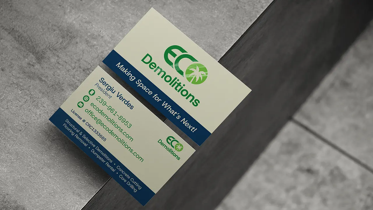 Eco Demolitions business cards.