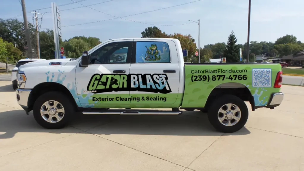 Pickup truck wrap design for Gator Blast.