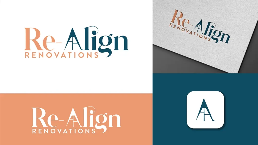 Re-Align Renovations logo and brand option 3