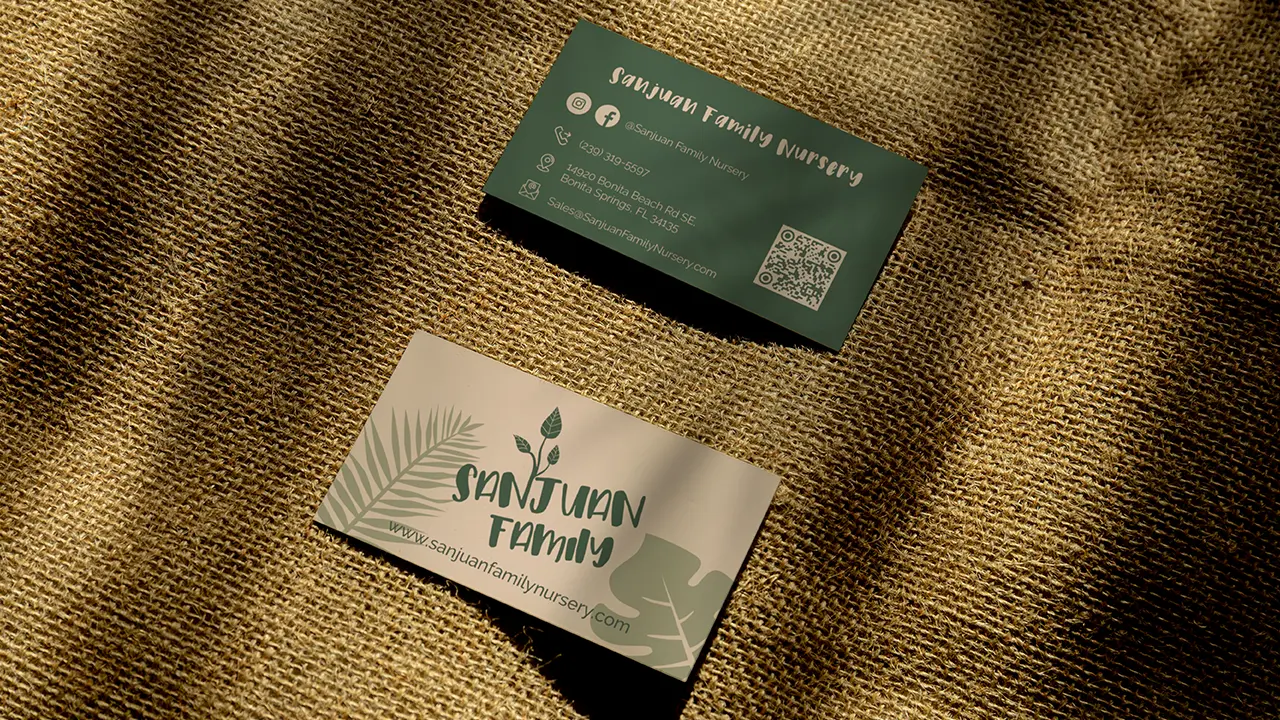 Sanjuan Family Nursery business cards.
