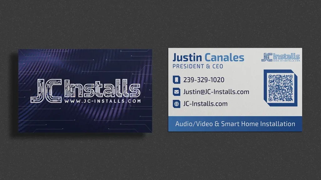 JC Installs business cards.